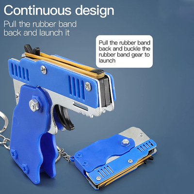 1PCS Keychain Gun Elastic Leather Rubber Band Gun Shooting P