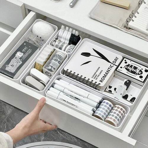 Stackable Desktop Drawer Organizer: Transparent Student Cosm