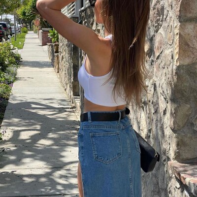 Tossy High Split For Women Denim Skirt Summer Solid Fashion