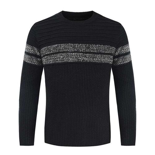 Mens autumn and winter new casual color matching striped fa