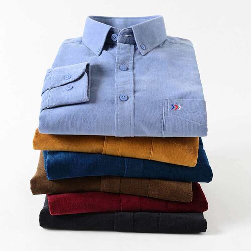 New Mens Long Sleeve Cotton Corduroy Shirts Cotton Retro Sl