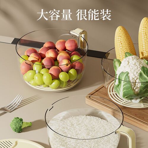 Kitchen large capacity drain basket light luxury transparent