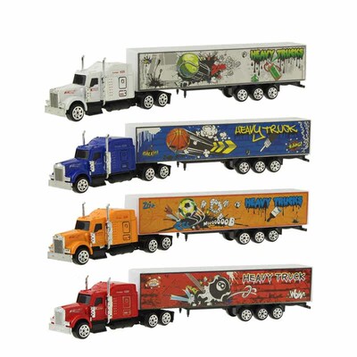 4 pcs/set Graffiti Alloy Car Container Truck Model Diecasts