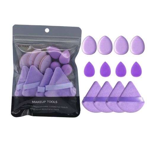 12pcs/Pack Makeup Detail  Finger Puff Triangle Velvet Puff W