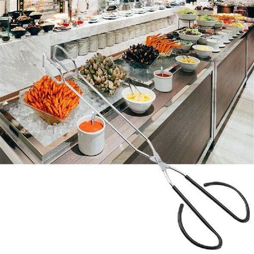 Stainless Steel Food Meat Scissor Tongs Kitchen Food Baking