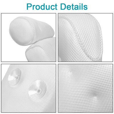 Non-Slip Bath Pillow With Suction Cup For Neck and Back Supp