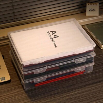 Plastic Document Organizer Organized Clear Square Shape Stor
