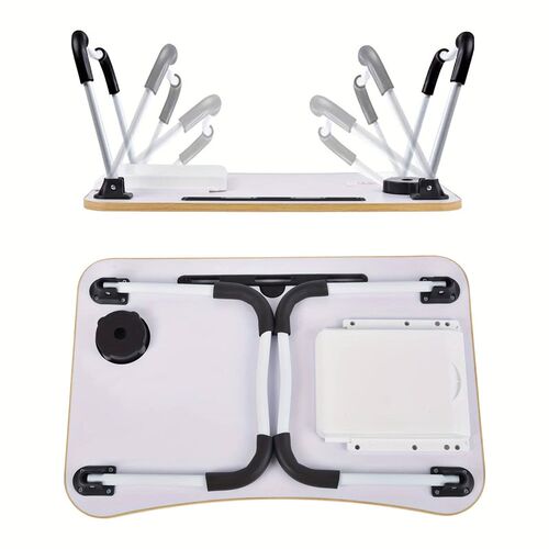 Laptop Bed Table Foldable Lap Table with Cup Holder Drawer T