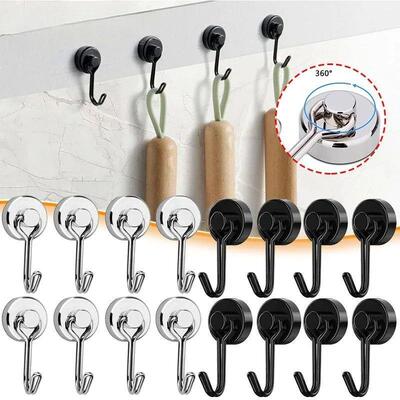 2/4/8PCS Magnetic Hooks Heavy Duty Magnets Hook 30LB Strong