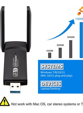 Wireless USB 1300Mbps WiFi Adapter Dual Band 2.4G 5Ghz USB 3