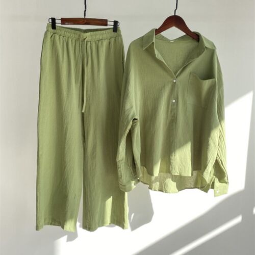 Msfancy Autumn Pant Sets Women Cotton Long Sleeve Loose Shir