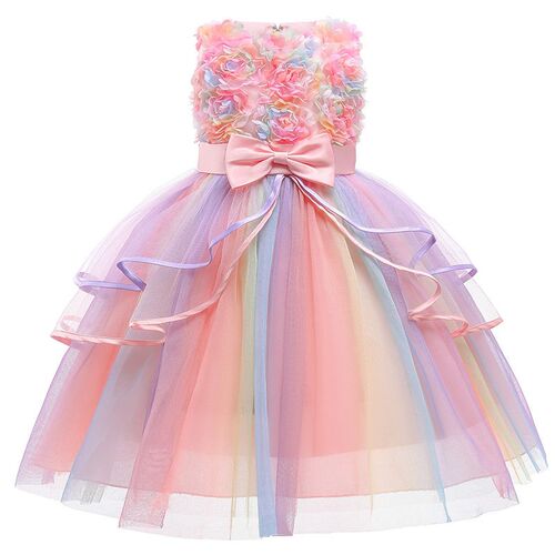 2024ins Childrens Dress V-neck Cake Princess Dress Christma