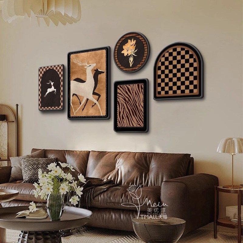 法式中古风客厅装饰画南洋复古画高级感艺术沙发背景墙壁挂画,家居饰品,现代装饰画,淘宝优惠券,粉丝福利购,淘宝优惠卷