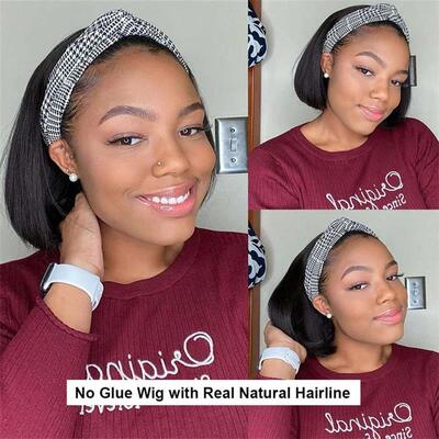 Short Headband Wigs Human Hair Malaysian Kinky Curly Human H