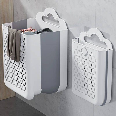 Folding Bathroom Laundry Basket Wall-mounted Dirty Clothes S