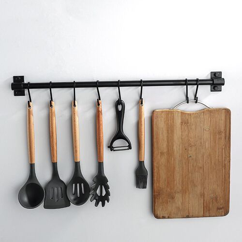 No Punch-free Space Aluminum Kitchen Hook Hanging Rod Wall-m