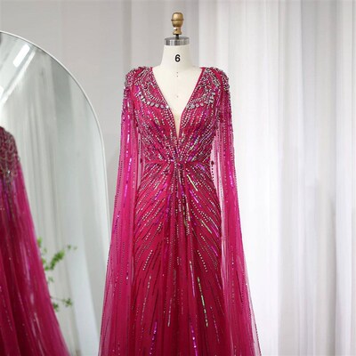 Sharon Said Custom Made Sage Green Evening Dresses with Cape