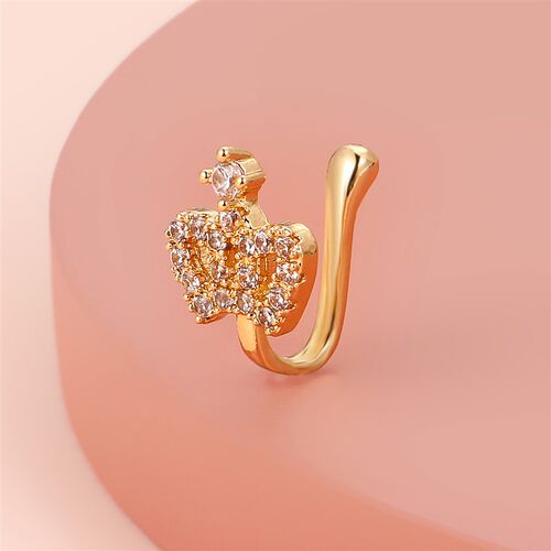 1Pc Copper Fake Piercing Nose Ring Heart Star Crown Clip On
