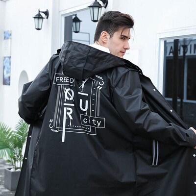 Fashion Long Adult Raincoat Men Women EVA Black Impermeable