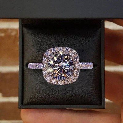 Classic Silver Color Engagement Wedding Rings for Women Fash