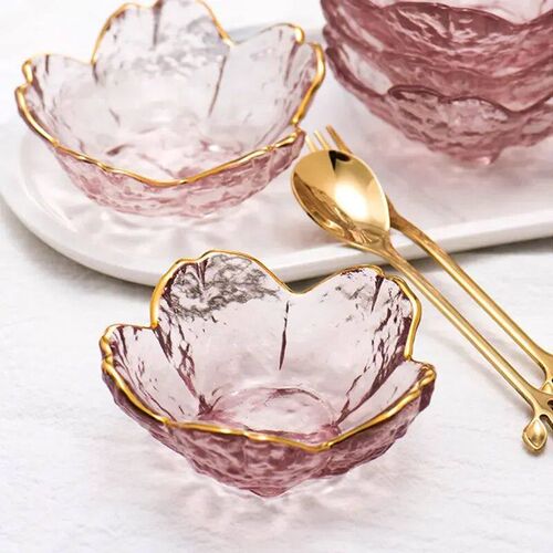 Japanese Cherry Blossom Shape Glass Dish Glass Sauce Bowl Ki