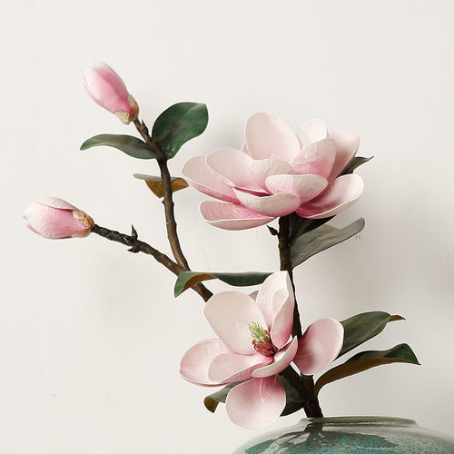 仿真木莲花木兰玉兰花假花干花干支装饰花卉花束客厅落地摆件