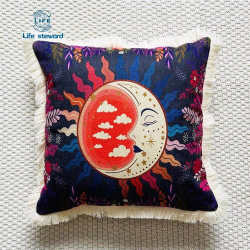 Tassel edge cotton linen pillowcase home decor cushion cover