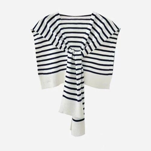 Knitted Candy Color Striped Shawl With A Fashionable And Fas