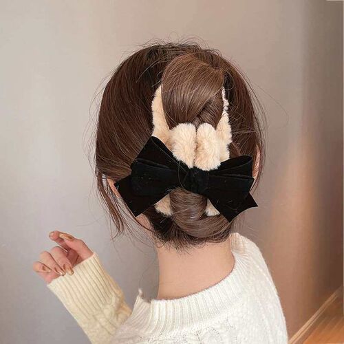 Autumn and Winter Plush Tassel Clip Womens Back Head Clip B