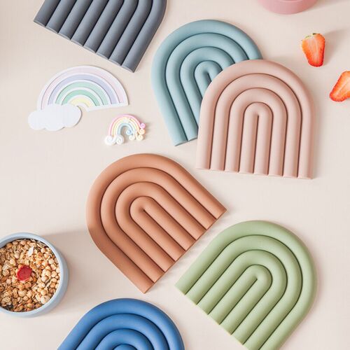 Rainbow Silicone Table Mat Coaster Hot Dishes Pot Holder Pla