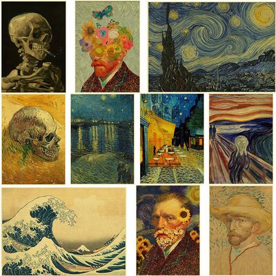 Oil Painting Poster Hot Retro Kraft Paper Prints Van Gogh St