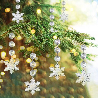 10/20/30 Pcs Snowflake Crystal Christmas Ornaments for Chris
