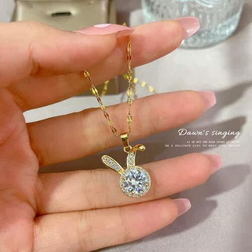 Titanium steel rabbit cute and delicate fashion diamond temp