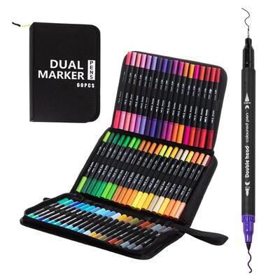 60 Dual Tip Brush Markers Art Markers for Artists,Coloring P