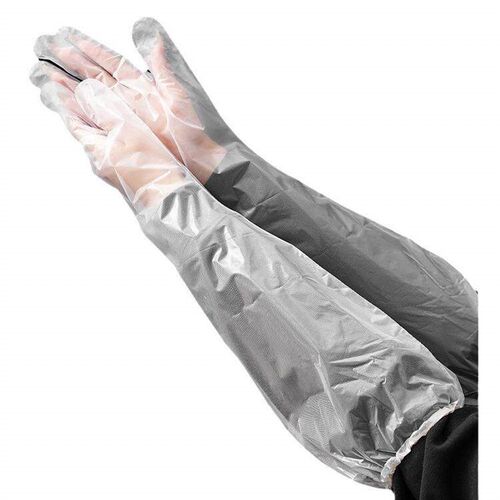 A pack of 10 disposable, transparent gloves designed for kit