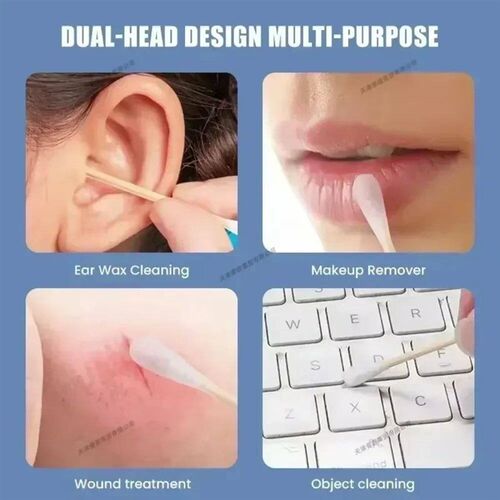 100Pcs/Pack Baby Cotton Swabs Wooden  Soft Tip Buds for Ear