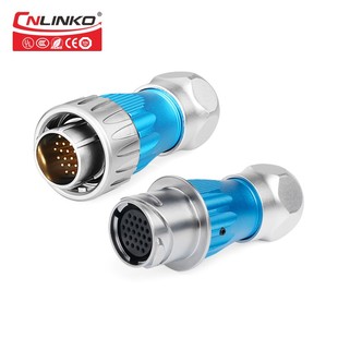 凌科金属M2旋转卡扣式3-2芯防水公母对接航空插头连接器接插件