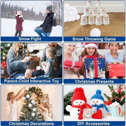 30Pcs Soft Fake Snow Balls White Plush Snow Balls Pendant Wi