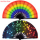 Fan pcs Print Folding Rainbow Large Hand Dot Fold
