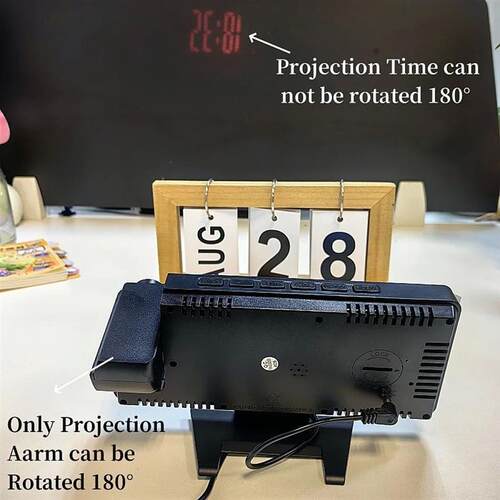 180 Arm Projection Digital Alarm Clock Temperature Humidit