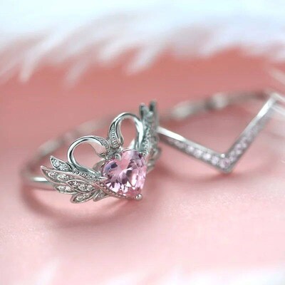 Elegant Beautiful Silver Color Heart Ring Womens Engagement