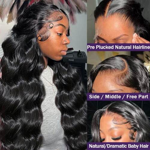 250% 13x6 HD Transparent Body Wave Lace Front Wig Brazilian