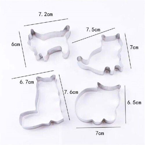 4/set Cute Cat Shape Stainless Steel Cookie Cutter Fondant