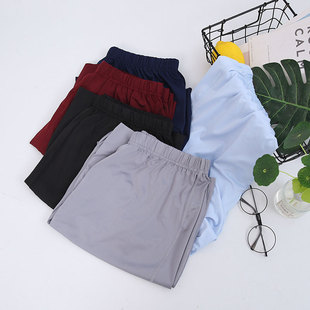 Mens Ice Silk Sleep Bottoms Casual Solid Comfortable Elasti