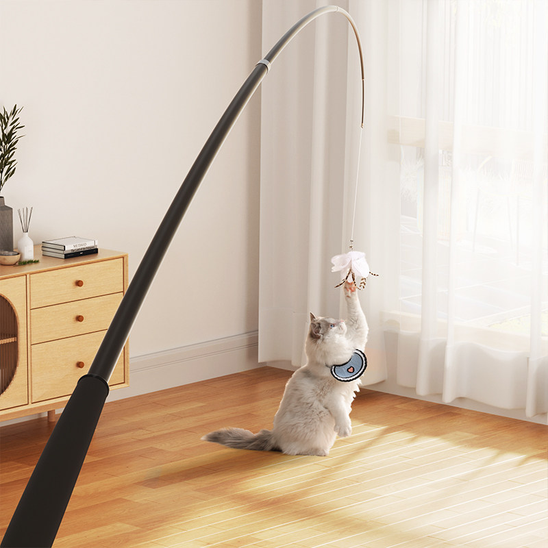 逗猫棒长杆可伸缩猫咪的玩具羽毛超长自嗨幼猫钓鱼竿钢丝耐咬用品