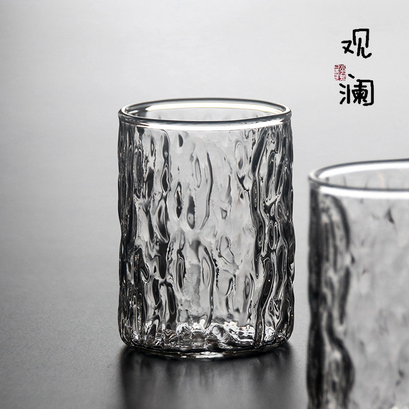 耐高温玻璃杯锤纹水杯绿茶杯圆形啤酒威士忌杯冷饮杯客厅喝水杯子