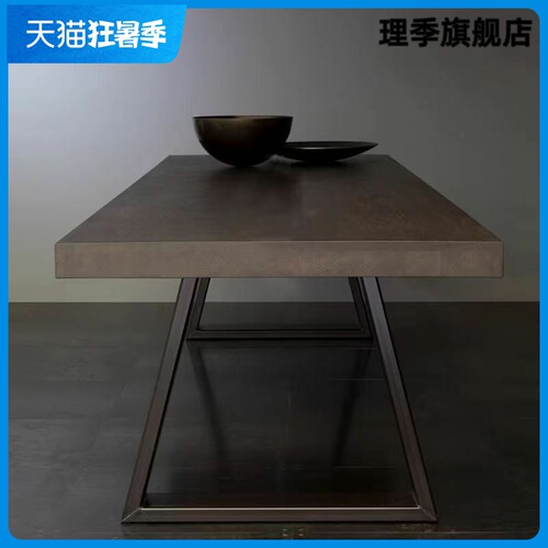 复古实木餐桌宅寂风阳台书桌家用吃饭桌创意休闲办公桌工作台长桌