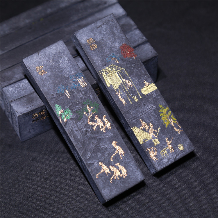 90年代文房四宝老墨 高档徽墨 棉花图两淮贡墨 油烟墨条墨块墨锭