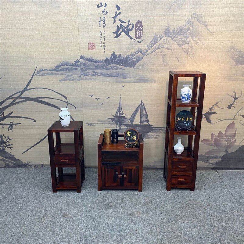 老船木茶水柜餐边柜茶叶柜实木边柜客厅置物柜茶几边柜古典博古架