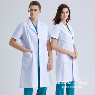 工作制服订货Nursing 医生服长款 短袖 旗下诺尔森白大褂工作服薄款